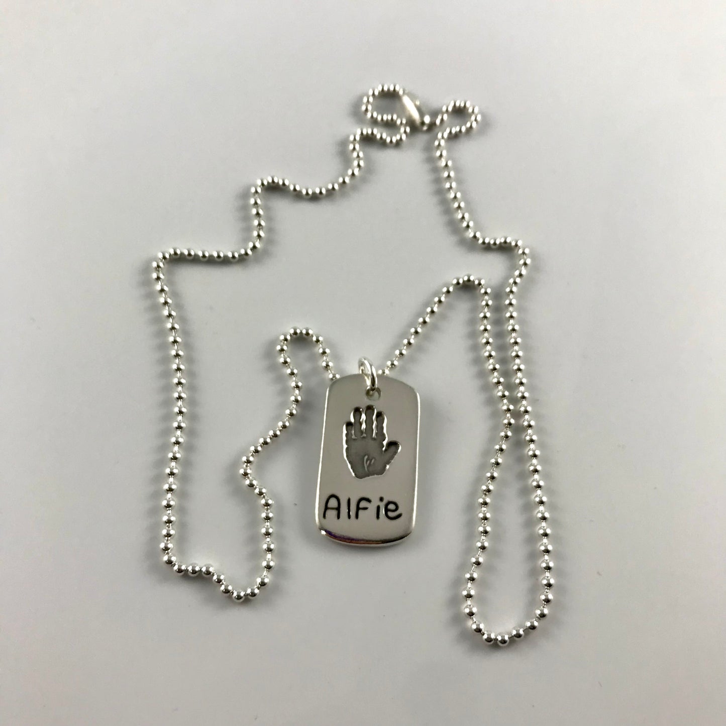 Men’s Medium Dog Tag Hand and Footprint Necklace with 1 or 2 Prints