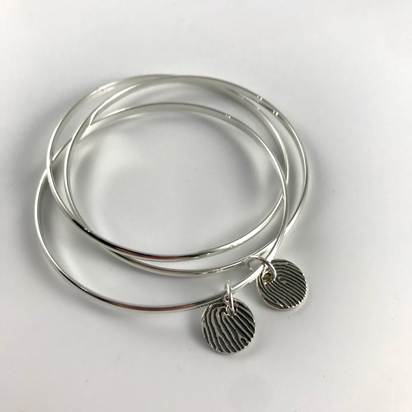 Russian Bangle Fingerprint Charm Bracelet
