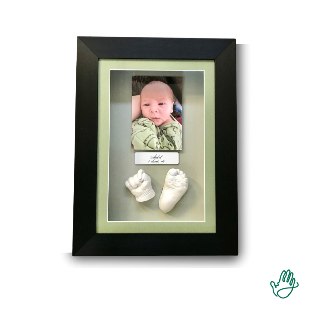 3d framed hand and foot casts with photo