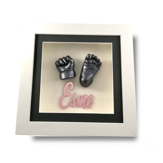 3D Framed Hand & Foot Casts & Acrylic Name