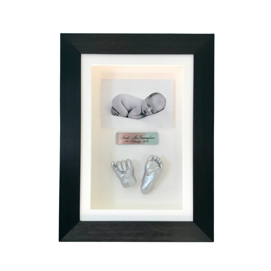 3d framed hand and foot casts with photo