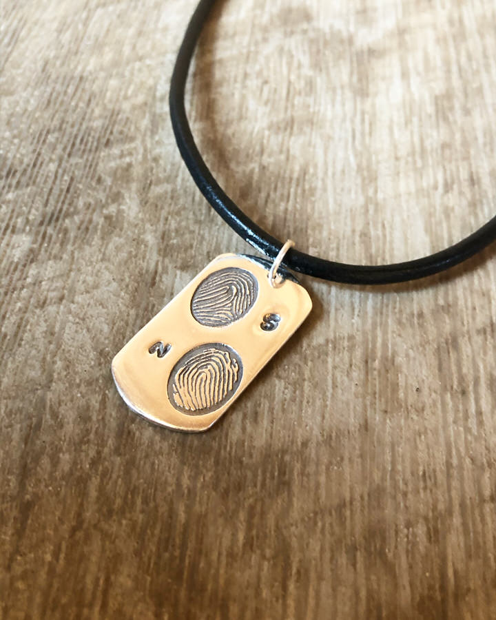 Men's Medium Dog Tag Fingerprint Necklace