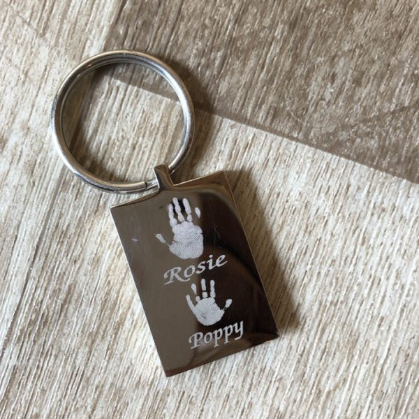 Engraved Hand And Foot Keyring