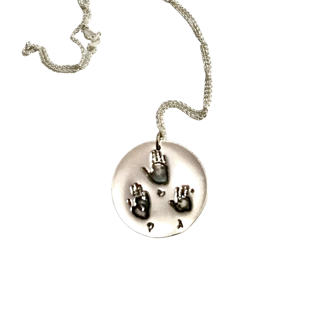 Hand and 2025 footprint necklace