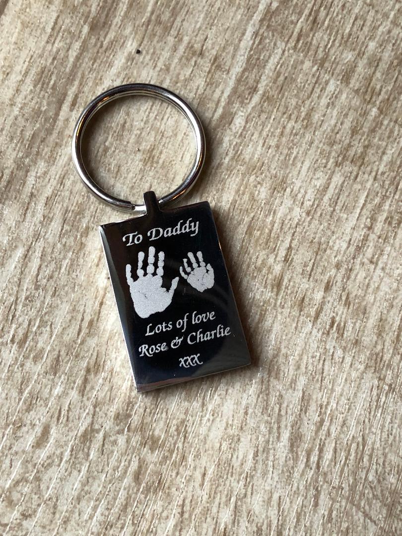 Engraved Hand And Foot Keyring