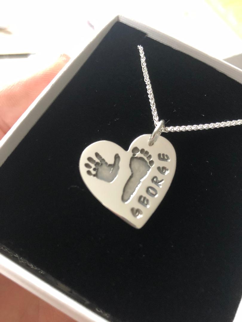 Medium Hand and Footprint Necklace With 1 or 2 Prints
