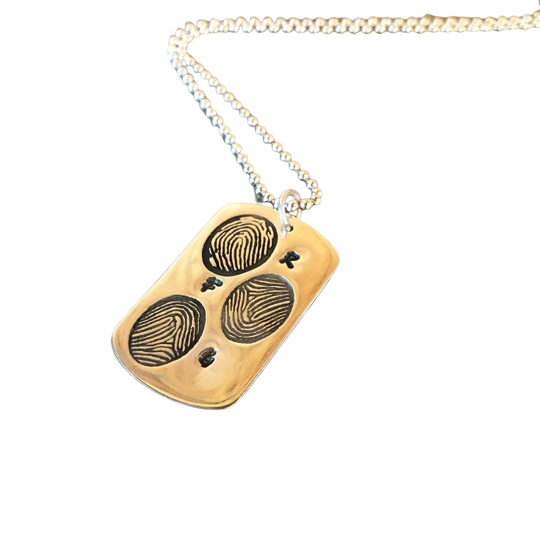 Large Fingerprint Necklace with 3 Prints