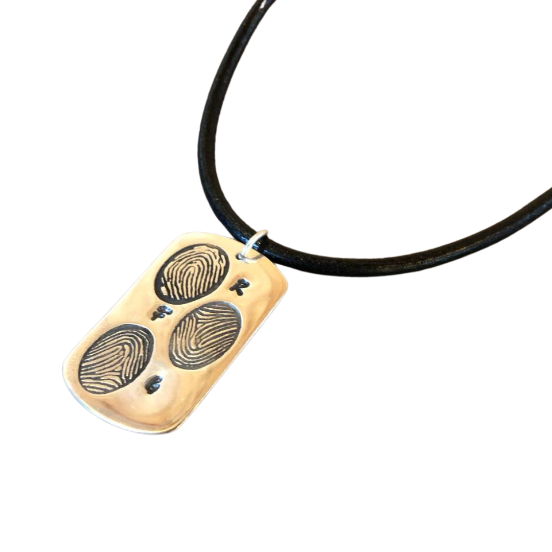 Men's Medium Dogtag Fingerprint Necklace