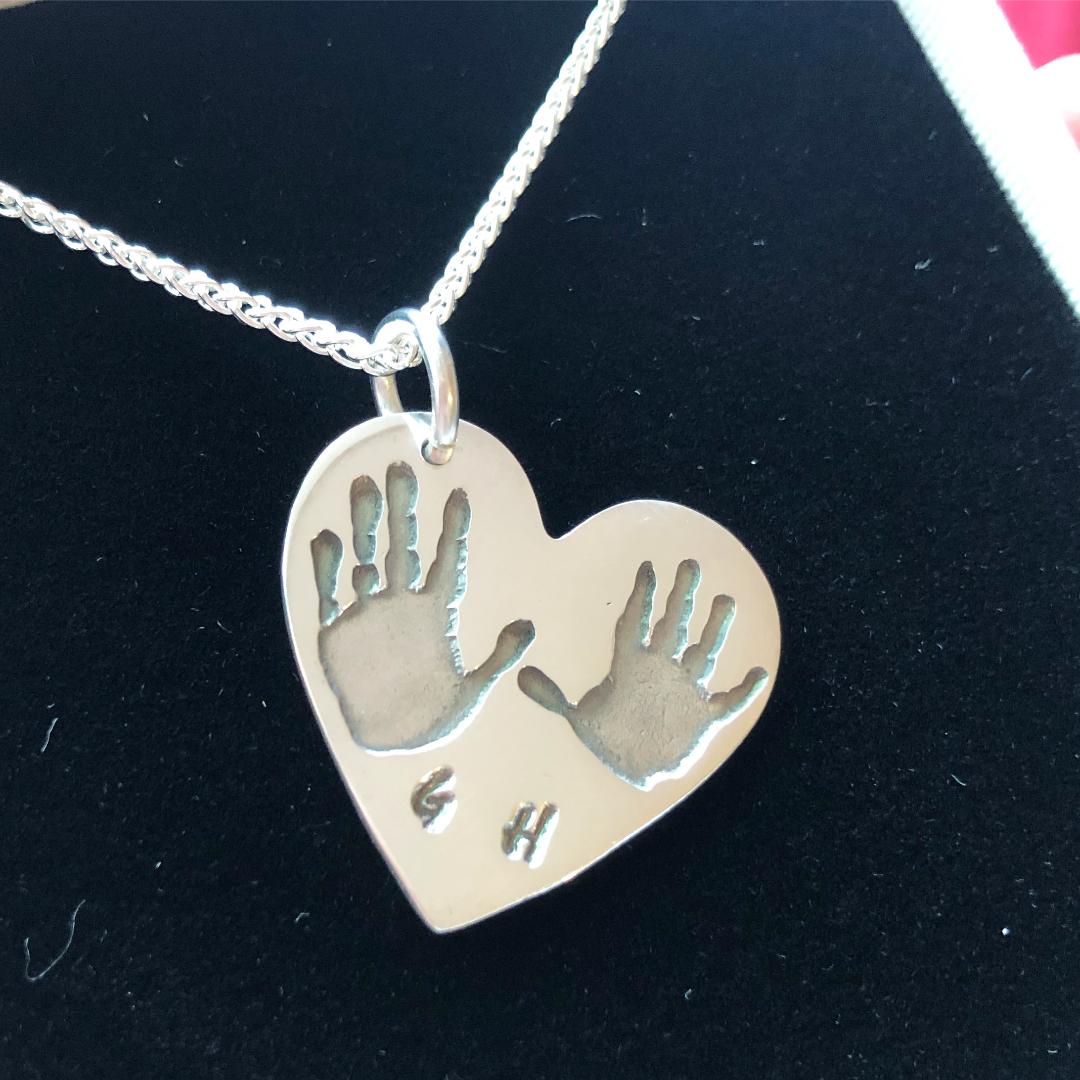 Medium Hand and Footprint Necklace With 1 or 2 Prints