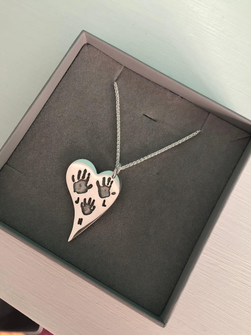 Large Hand and Footprint Necklace With 3 Prints